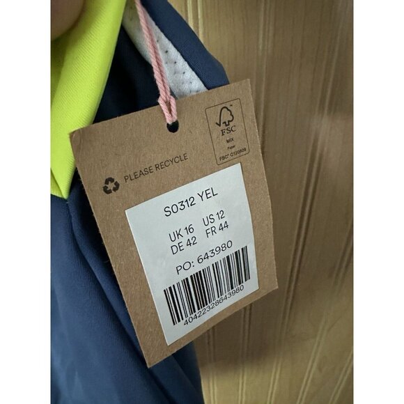 Boden Twist Detail - Yellow and Navy Swimsuit Women's, Size 12 - Picture 4 of 4